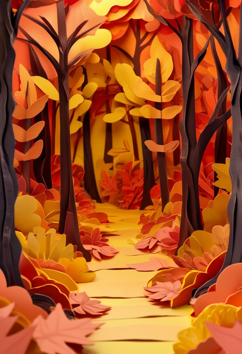 Autumn Forest Reverie — Autumn cut-paper-style greeting card