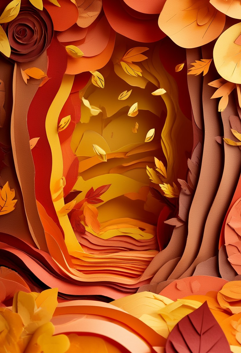 Autumn Forest Reverie — Autumn cut-paper-style greeting card
