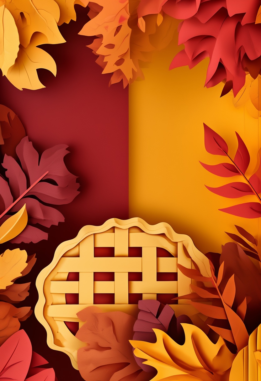 Autumn Harvest Pie Celebration — Thanksgiving cut-paper-style greeting card