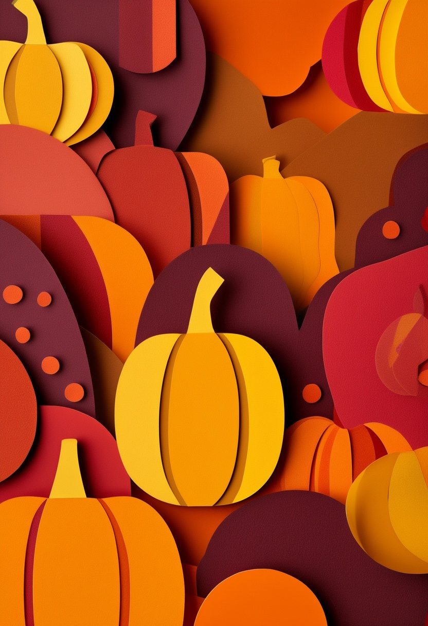 Autumn Pumpkin Harvest — Thanksgiving cut-paper-style greeting card