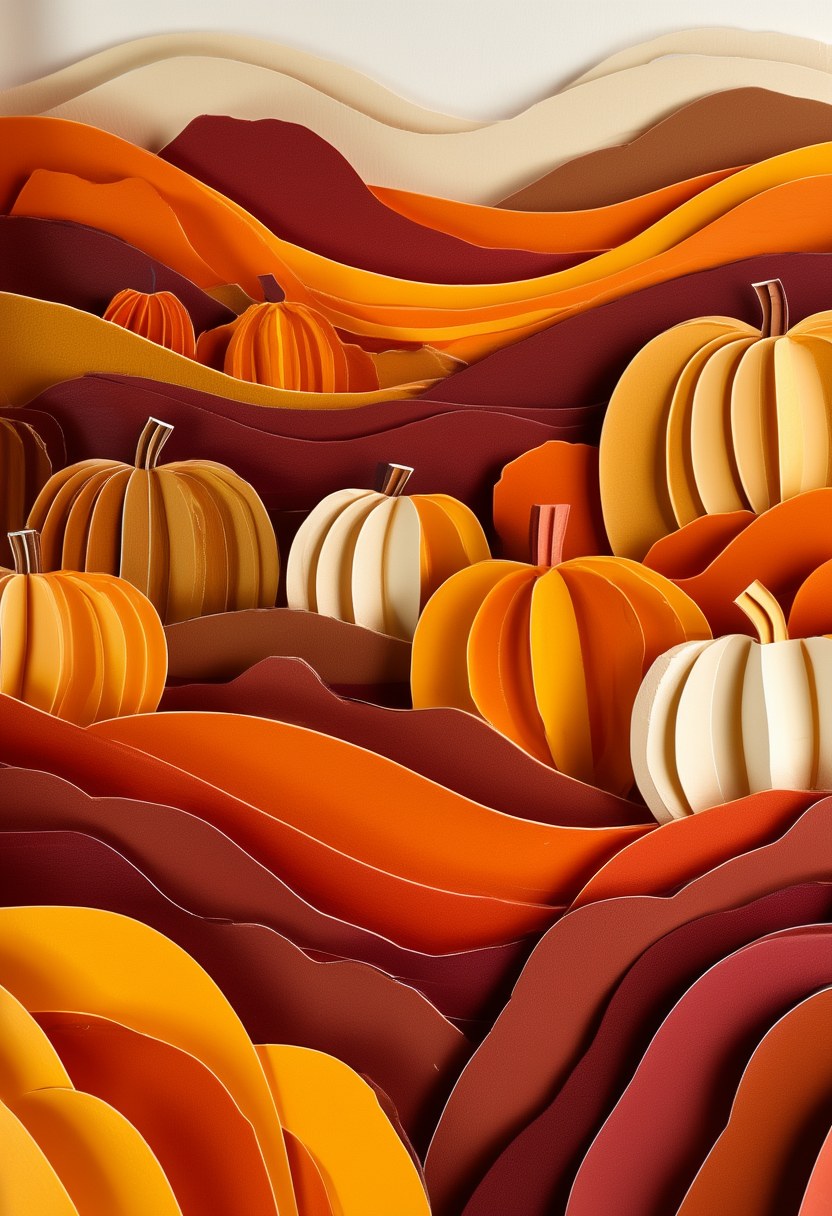 Autumn Pumpkin Harvest Celebration — Thanksgiving cut-paper-style greeting card