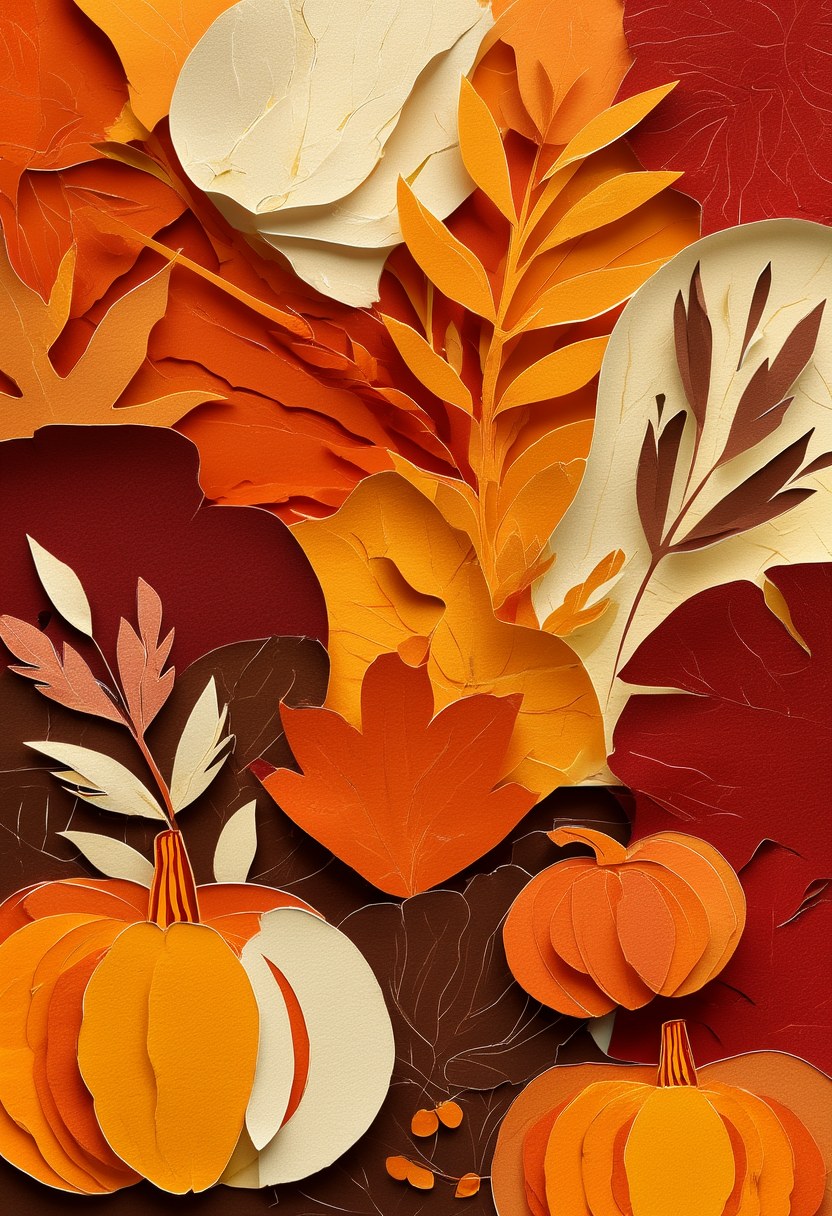 Autumn Pumpkin Harvest Celebration — Thanksgiving cut-paper-style greeting card