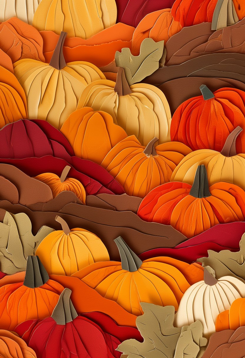 Autumn Pumpkin Harvest Celebration — Thanksgiving cut-paper-style greeting card