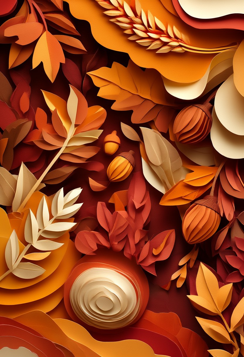Autumnal Harvest Layers — Thanksgiving cut-paper-style greeting card