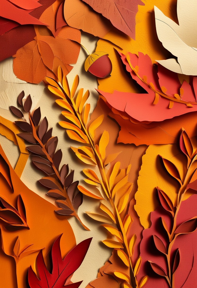 Autumnal Woodland Gathering — Autumn cut-paper-style greeting card
