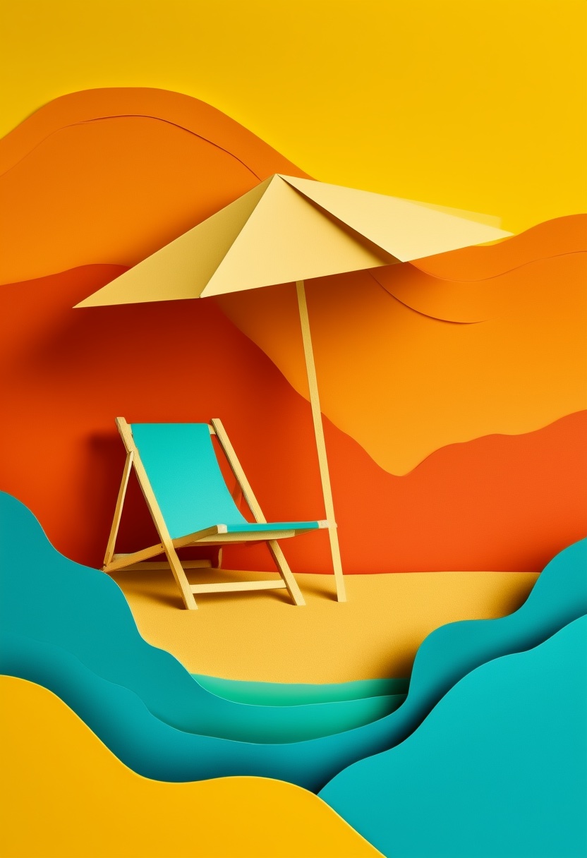 Silla de playa, sombrilla, arena — Retirement