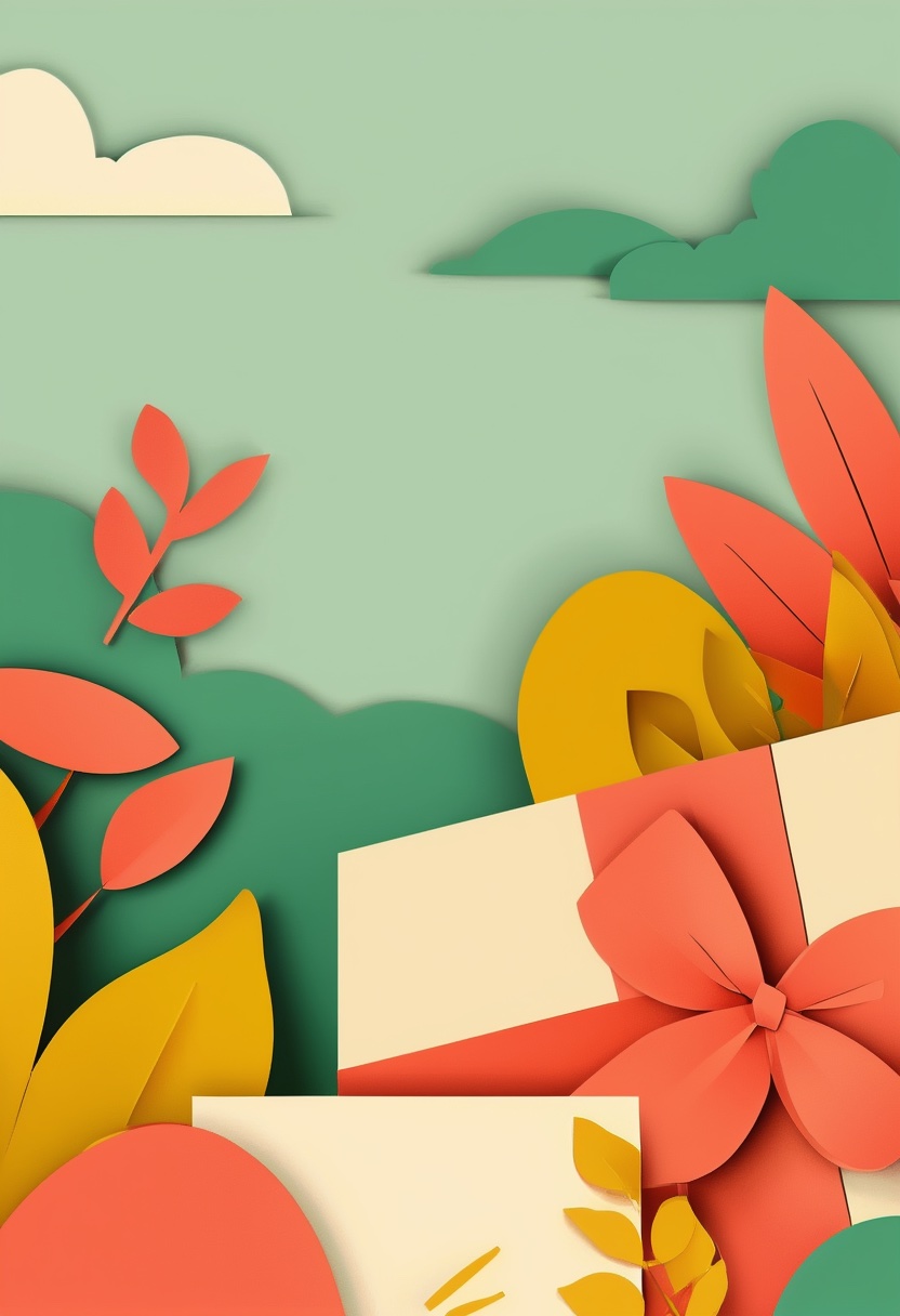 Bow Tied Gift Garden — Thank You cut-paper-style greeting card