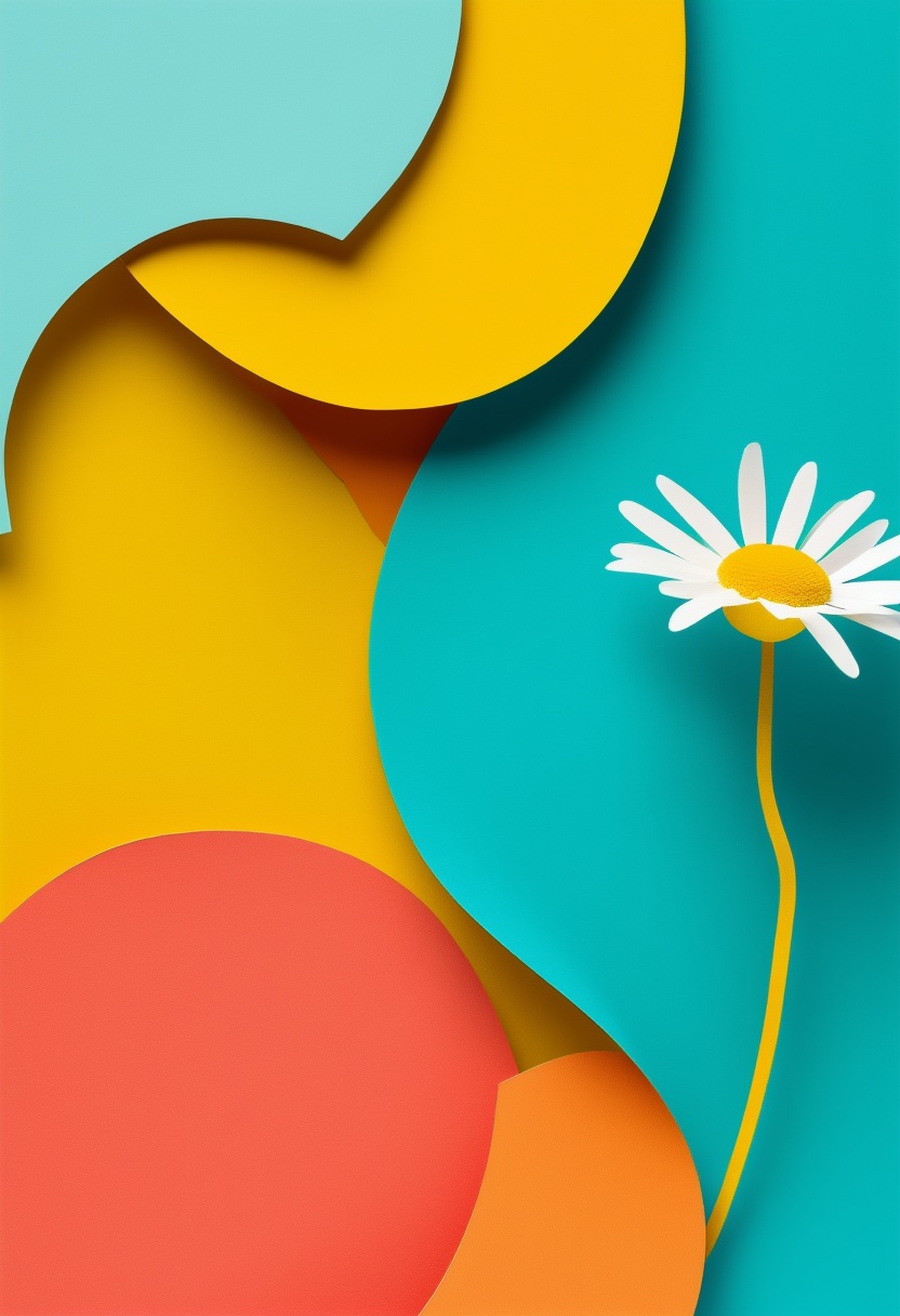 Bright Daisy Garden Bloom — Hello cut-paper-style greeting card