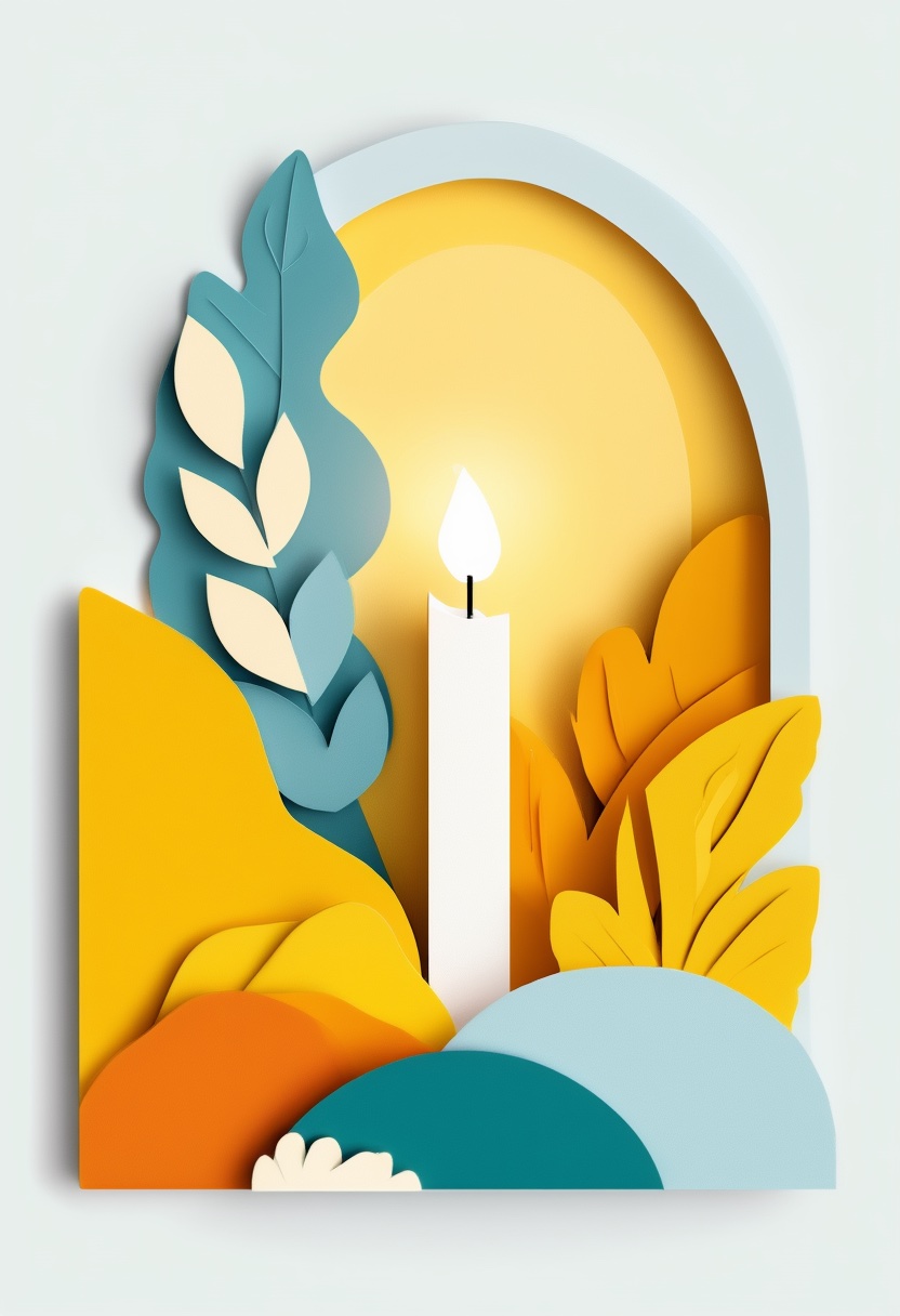 Candlelight Paper Illumination — Blessings cut-paper-style greeting card