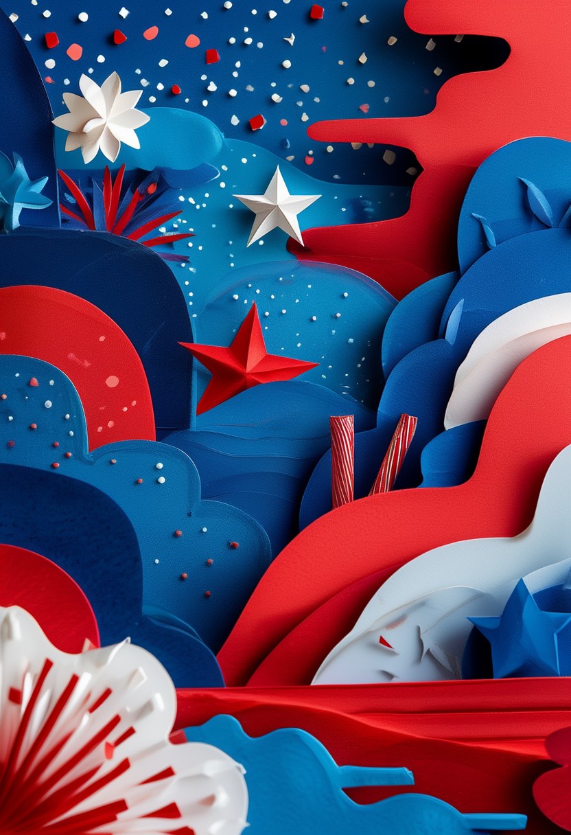 Celestial Paper Bloom — Celebration cut-paper-style greeting card