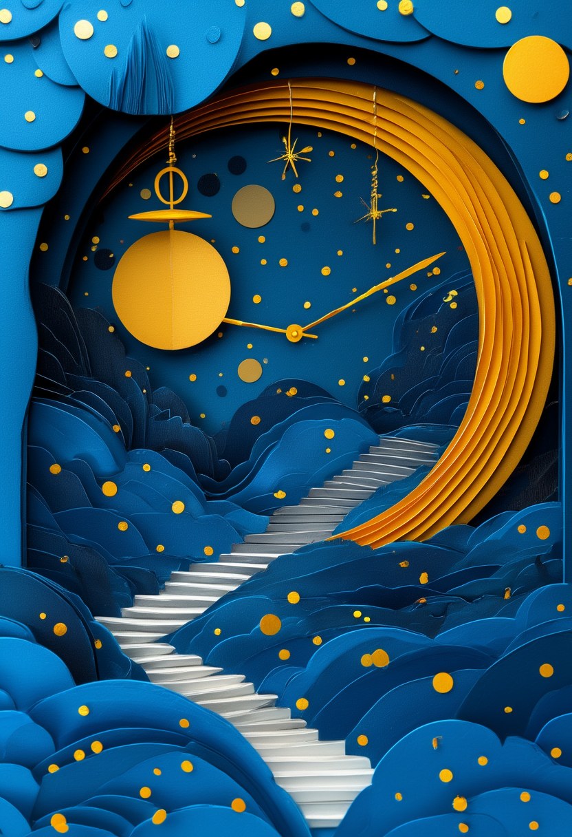 Celestial Stairway Dreamscape — Thinking of You cut-paper-style greeting card