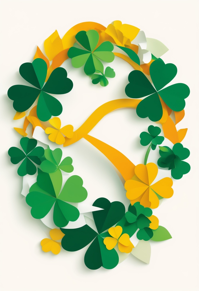 Celtic Knot Shamrocks Wreath — St. Patrick's Day cut-paper-style greeting card