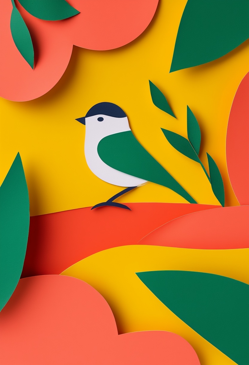 Cheerful Bird Gift Perch — You're Welcome cut-paper-style greeting card