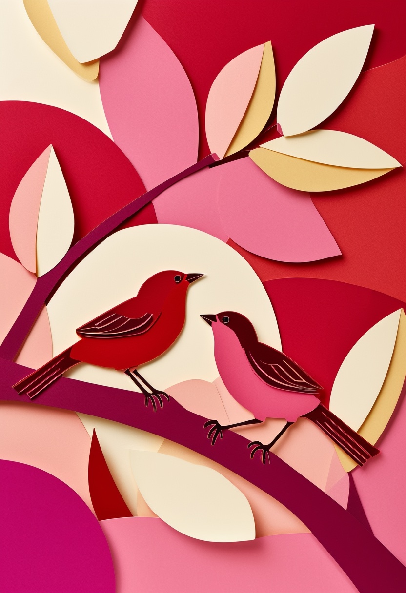Collage-Liebesvögel auf dem Ast — Love