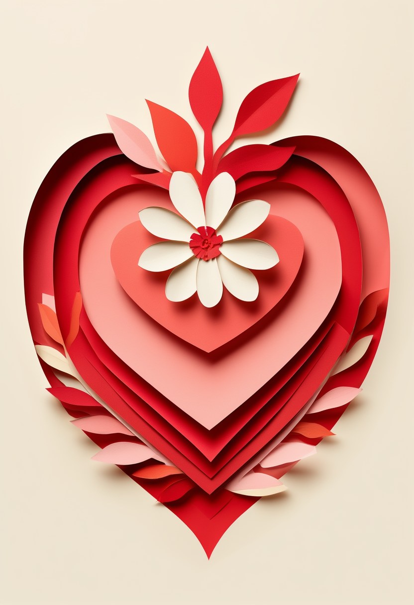 Crimson Bloom Layered Heart — Valentine's Day