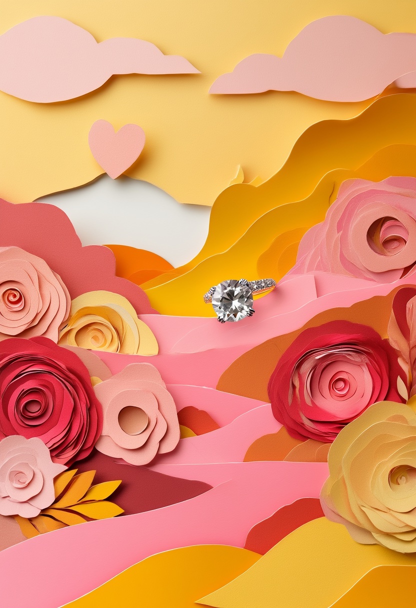 Anillo de diamantes entre rosas — Marry Me