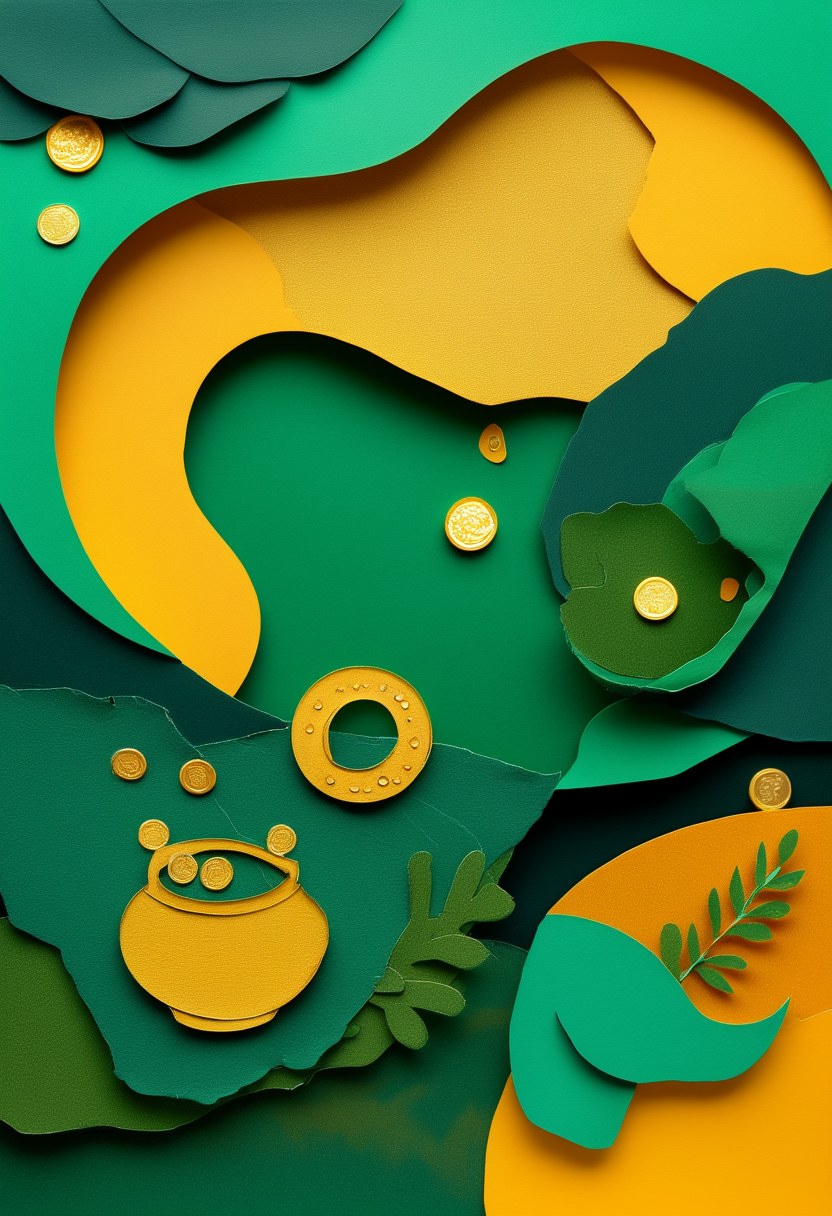 Emerald Treasure Trove — St. Patrick's Day cut-paper-style greeting card