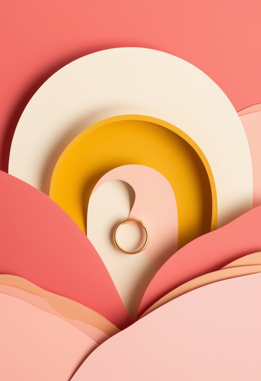 Engagement Elegance: Heart With Ring — Engagement cut-paper-style greeting card