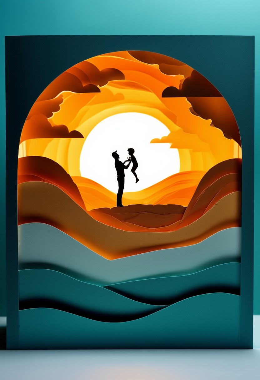 Vater und Sohn als Silhouette — Vatertag
