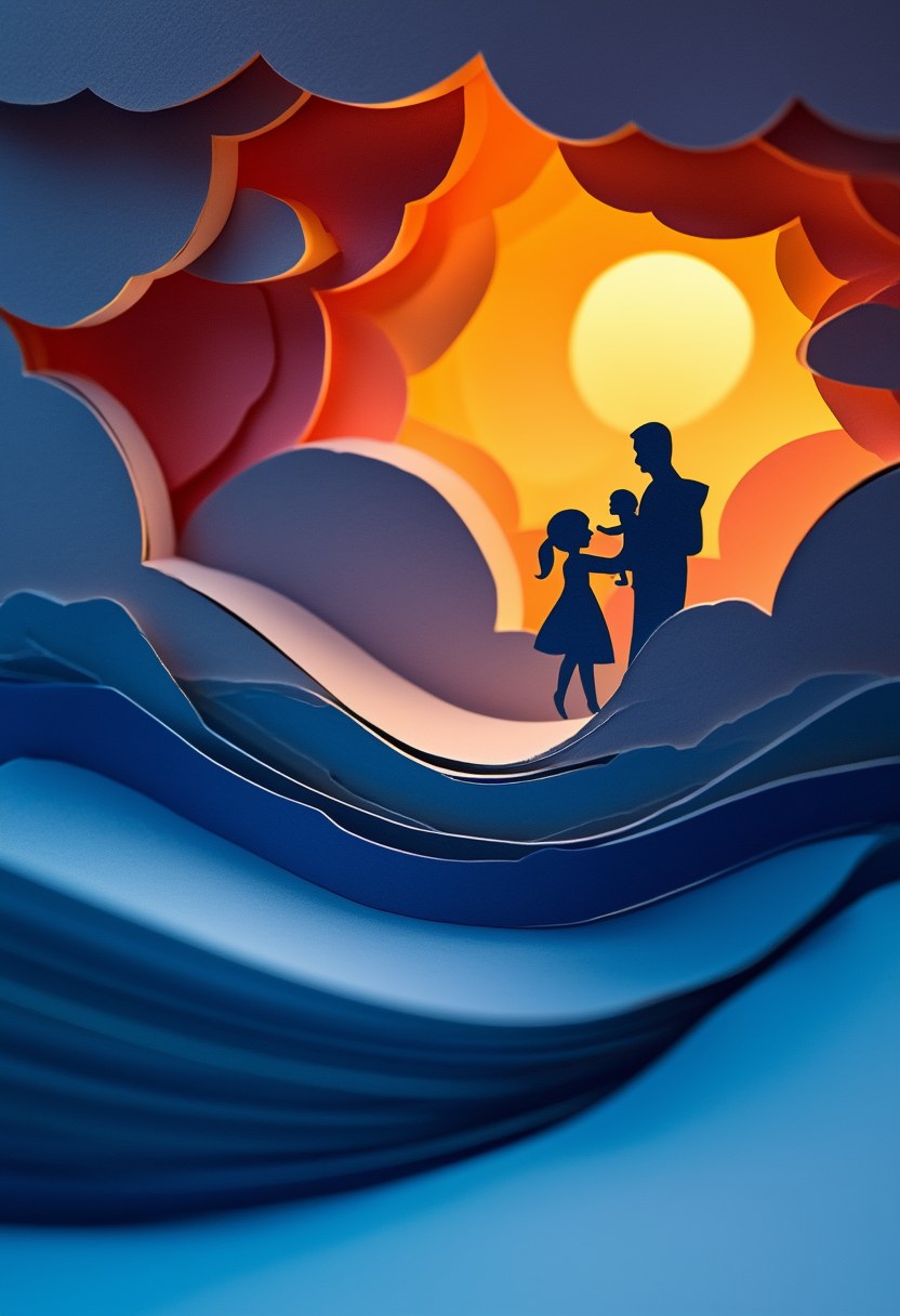 Silueta de padre y hija — Día del Padre