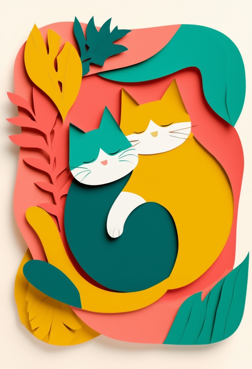 Katzenumarmung in kräftigen Farben — Friendship