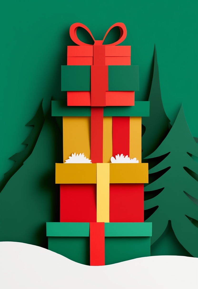Pilhas de Presentes Festivos de Inverno — Christmas