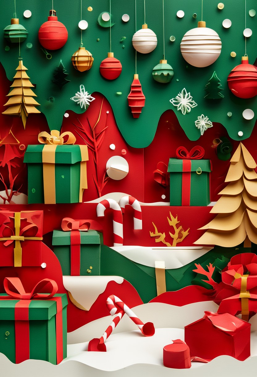 Festive Paper Winter Wonderland — Christmas cut-paper-style greeting card