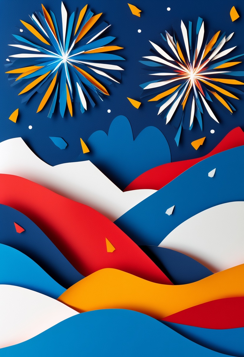 Fuegos artificiales sobre valles montañosos — Independence Day