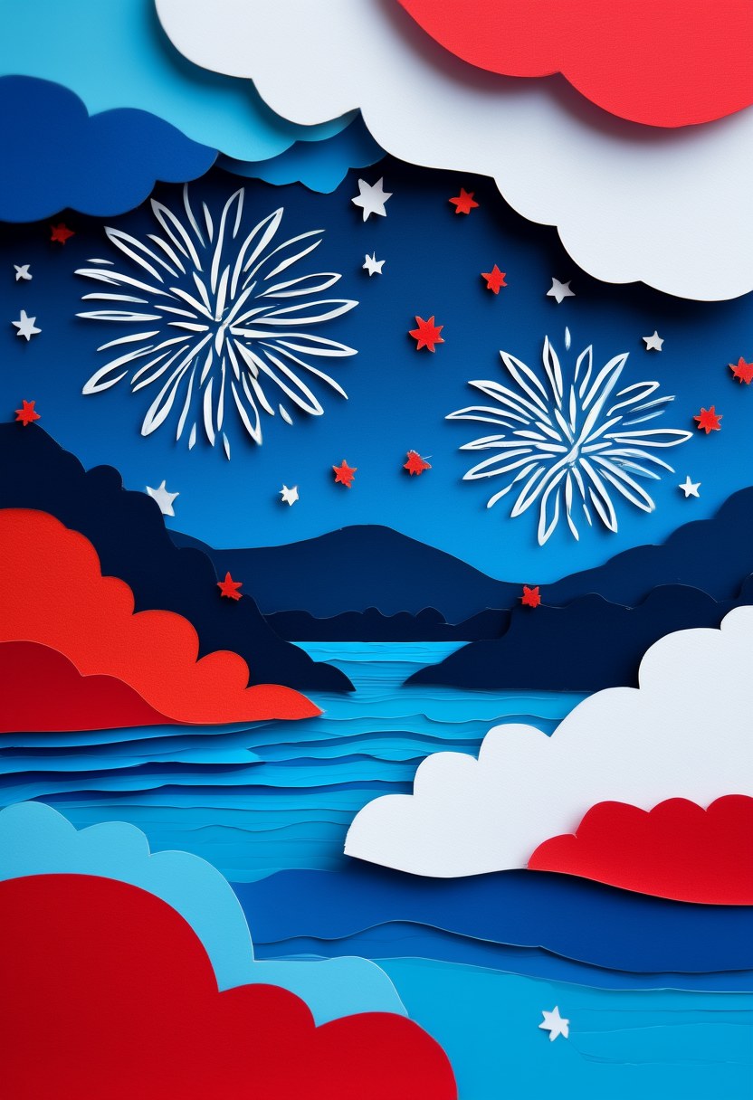 Fireworks Over the Lake — Independence Day
