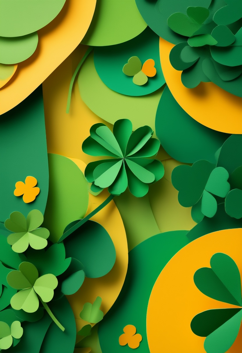 Four-Leaf Clover Luck — Good Luck cut-paper-style greeting card