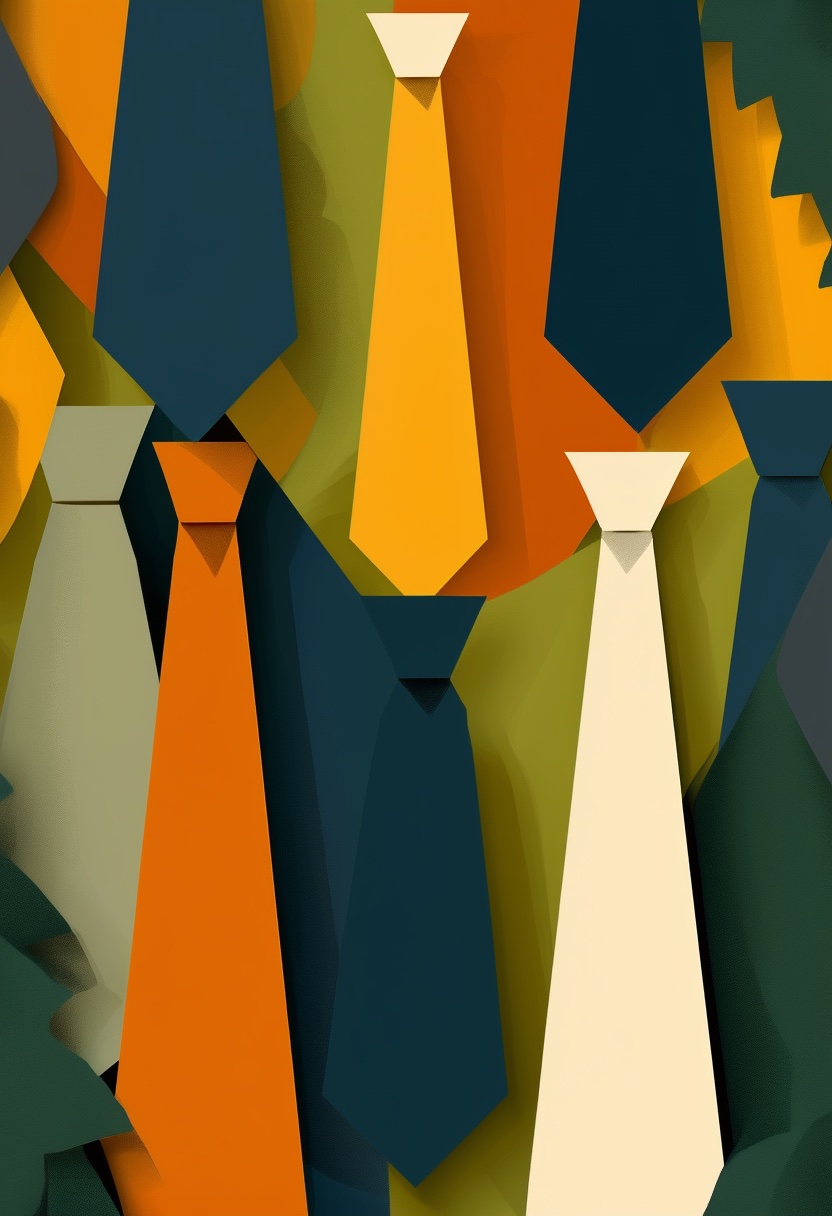 Geometric Tie Collage Celebration — Father's Day cut-paper-style greeting card