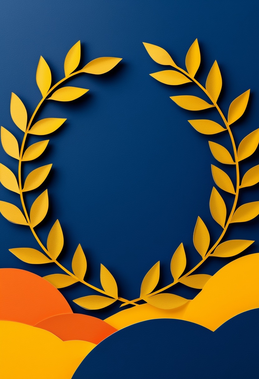 Golden Laurel Triumph — Graduation cut-paper-style greeting card
