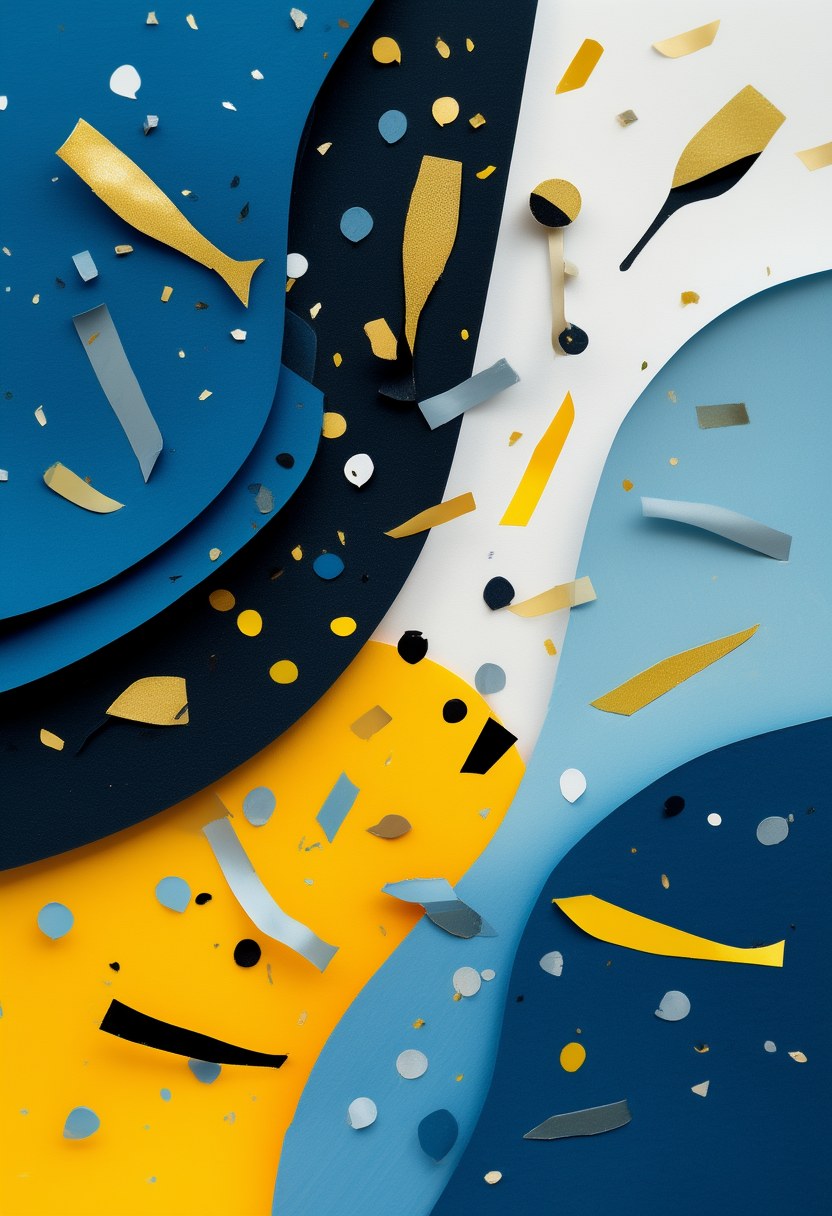 Golden Party Celebration — Celebration cut-paper-style greeting card