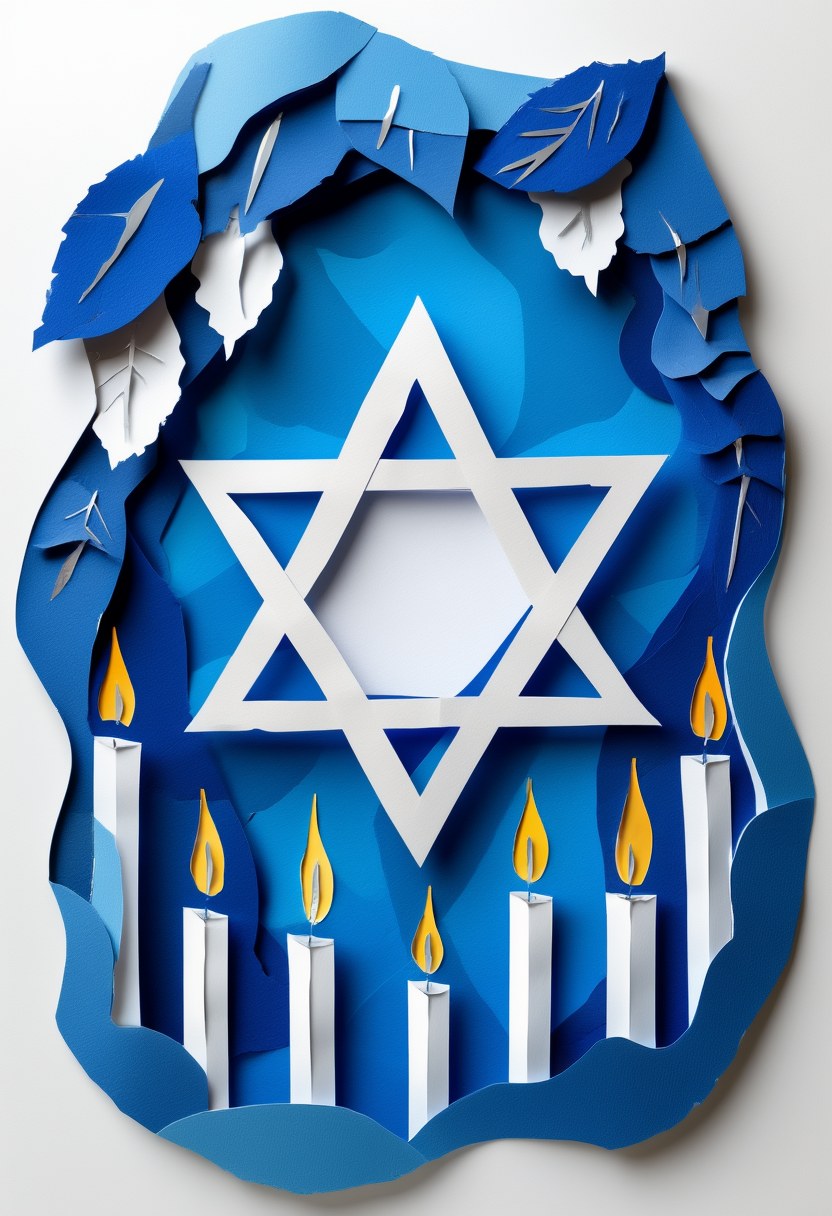 Hanukkah Illuminated — Hanukkah cut-paper-style greeting card