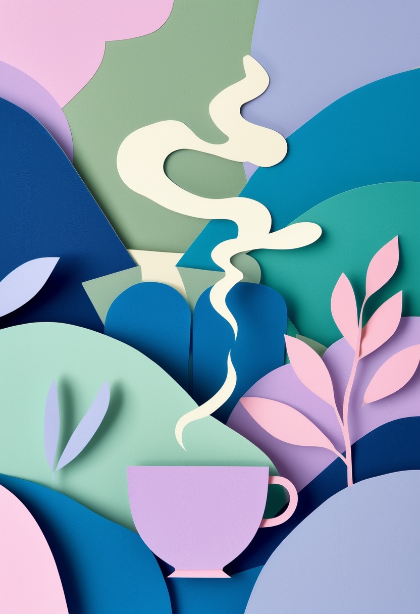 Heart-Shaped Steam Garden — Thinking of You cut-paper-style greeting card
