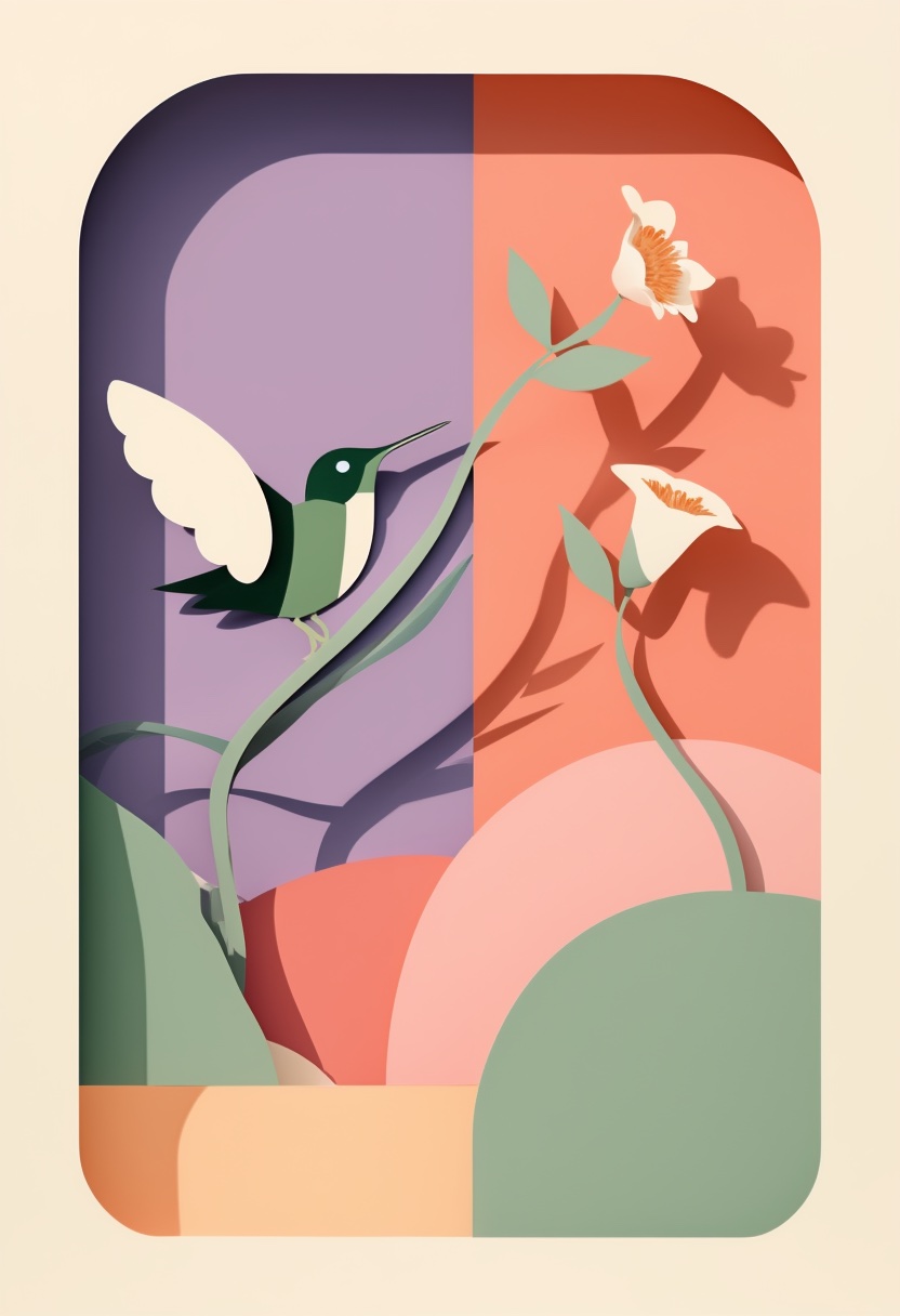 Colibrí entre trompetas florales — Mother's Day