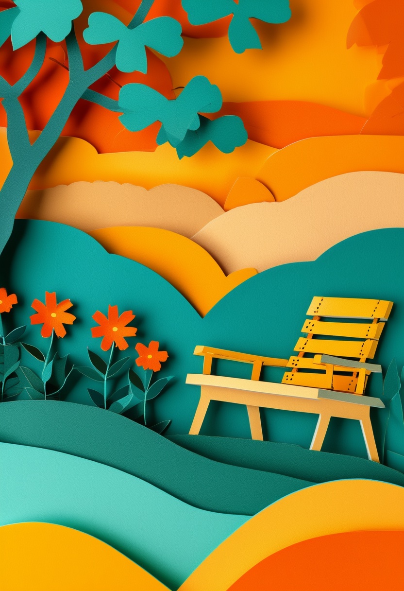 Layered Garden Retirement Oasis — Retirement cut-paper-style greeting card