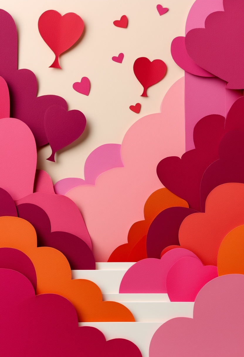 Geschichtete Herz-Luftballons am Himmel — Love