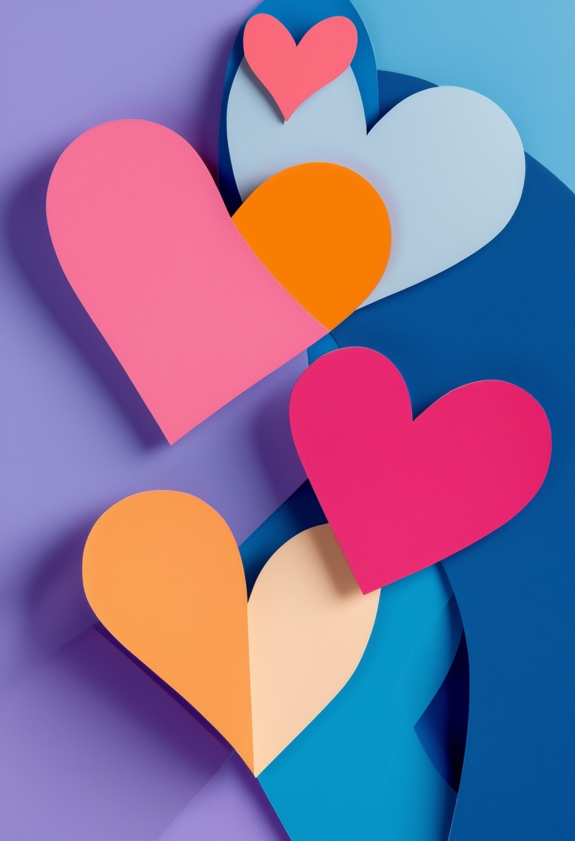 Layered Heart Collage — Missing You cut-paper-style greeting card