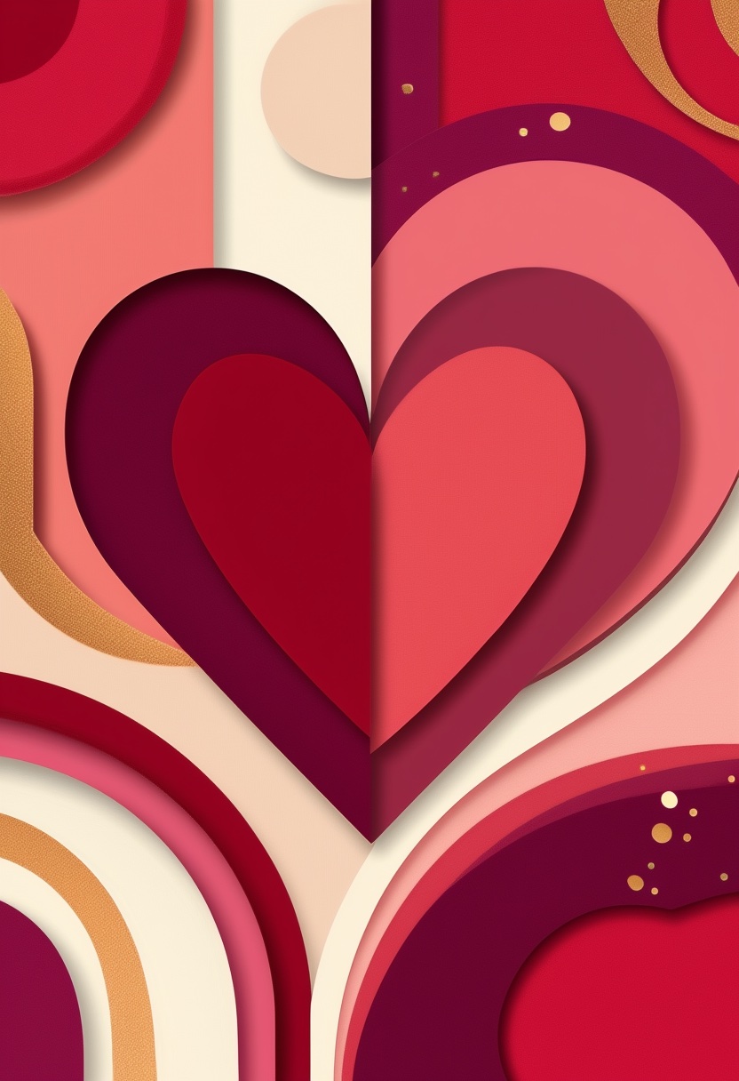 Layered Heart Collage — Valentine's Day cut-paper-style greeting card
