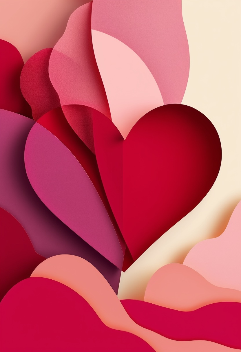 Layered Heart Collage Love — Love cut-paper-style greeting card