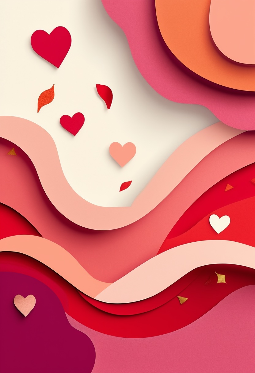 Layered Heart Collage Valentine — Valentine's Day cut-paper-style greeting card