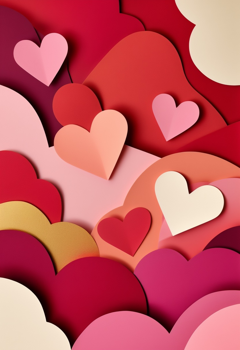 Layered Heart Collage Valentine — Valentine's Day cut-paper-style greeting card