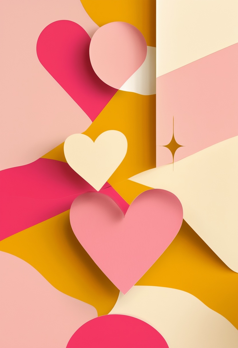 Layered Hearts Sparkle — Engagement cut-paper-style greeting card