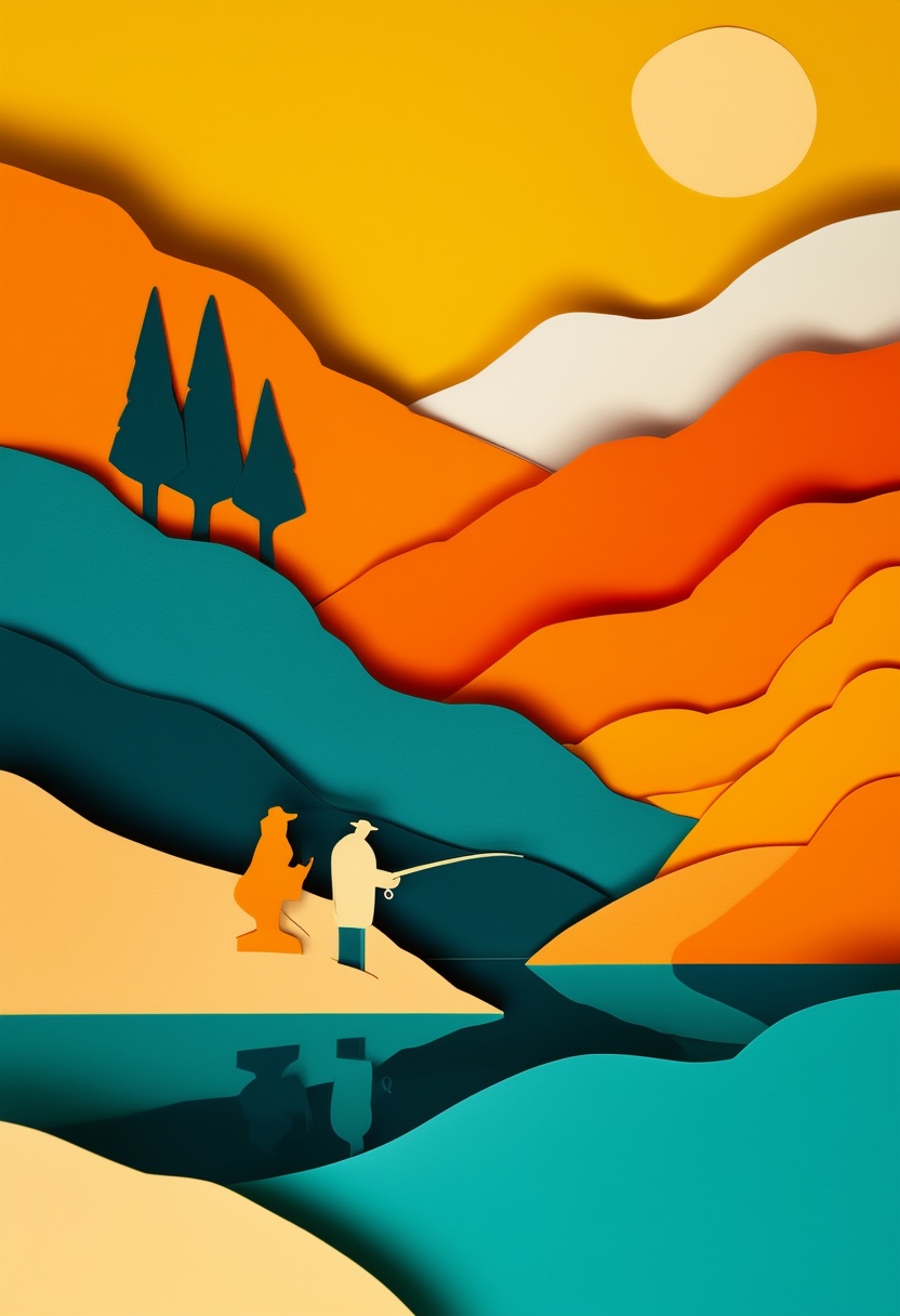 Layered Lake Retirement — Retirement cut-paper-style greeting card