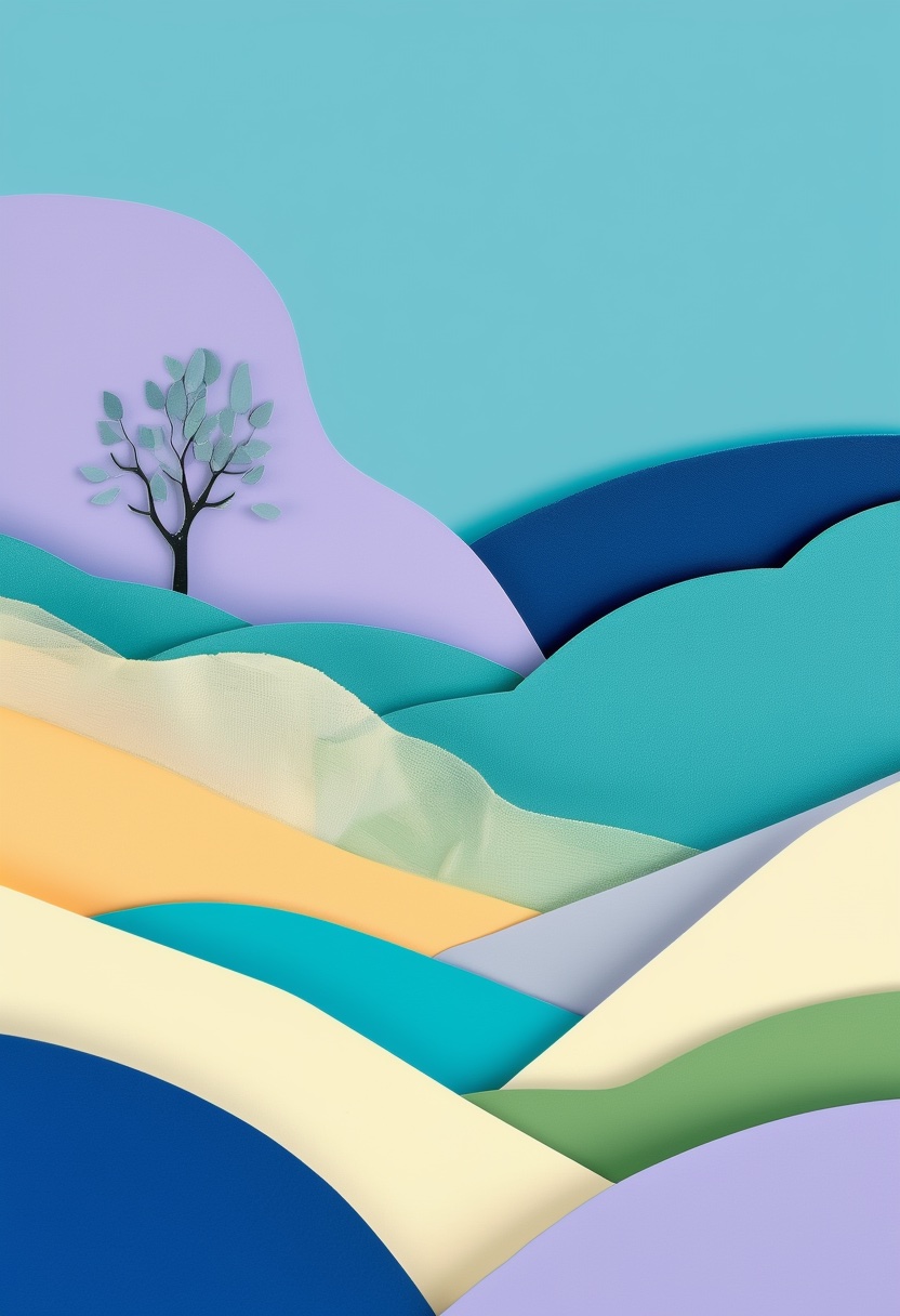 Layered Landscape Paper Dreamscape — Thinking of You cut-paper-style greeting card