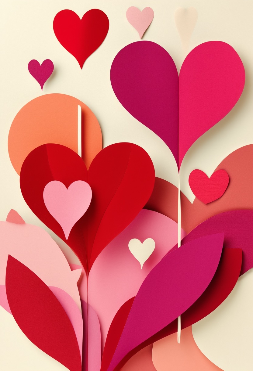Layered Love Hearts Collage — Love cut-paper-style greeting card