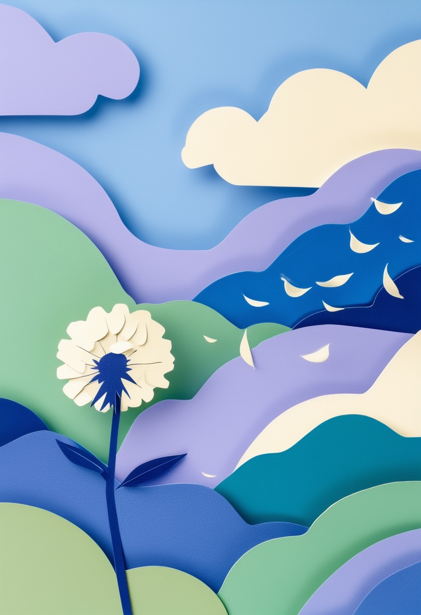 Layered Paper Bloom — Thinking of You cut-paper-style greeting card
