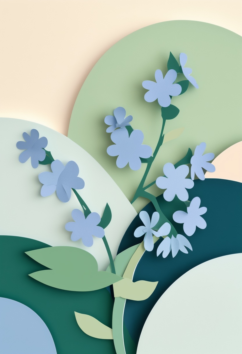 Layered Paper Bloom Arrangement — Sympathy cut-paper-style greeting card
