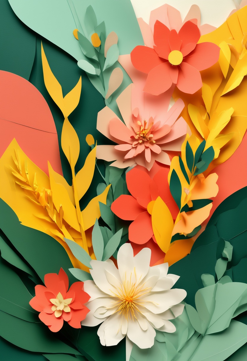 Layered Paper Bloom Garden — Thank You cut-paper-style greeting card